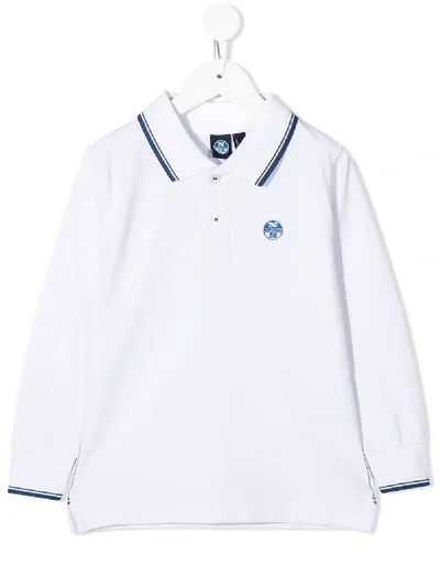 North Sails Kids' Long-sleeve Cotton Polo Shirt In White