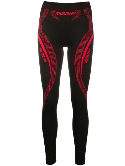 Misbhv Embroidered Logo High-rise Leggings In Black