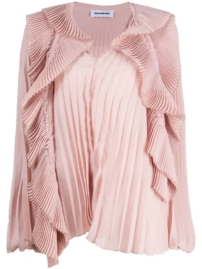 Brognano Oversized Pleated Blouse In Pink