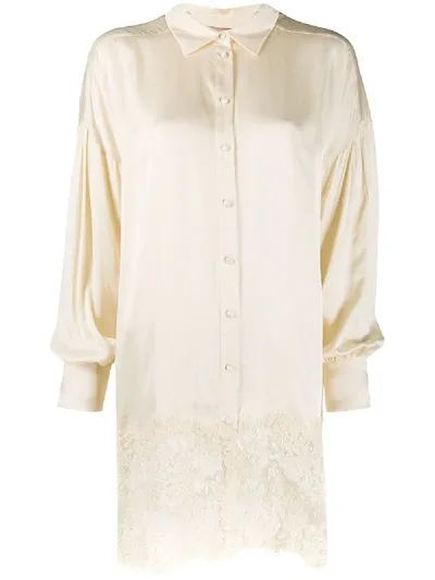 Twinset Long Lace Shirt In Neutrals