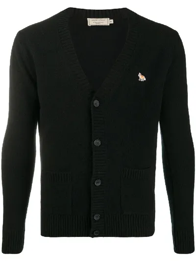 Maison Kitsuné Patch-detail Wool Cardigan In Black