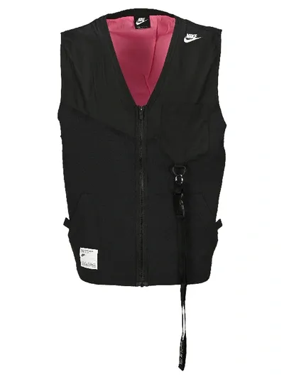 Nike Embroidered Logo Zipped Gilet In Black