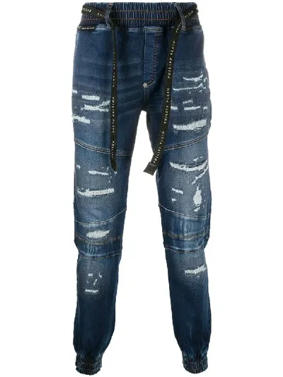 Philipp Plein Skull On Fire Joggjeans In Blue