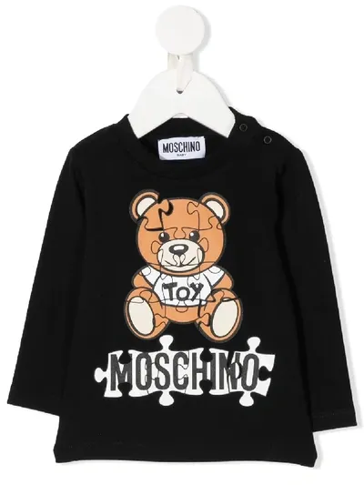 Moschino Babies' Puzzle Teddy Print Sweatshirt In Black