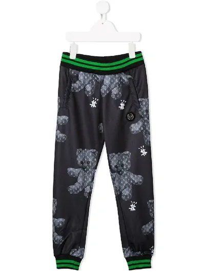 Philipp Plein Kids' Teddy Bear Jogging Trousers In Black