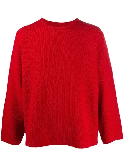 Issey Miyake Woven Jumper In Red