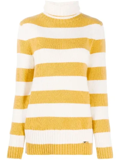 Manzoni 24 Striped Rib-trimmed Jumper In Yellow