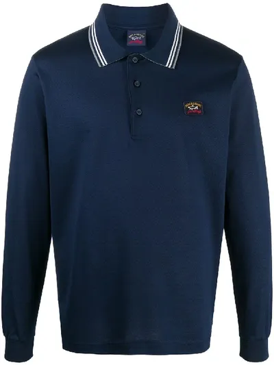 Paul & Shark Long-sleeve Polo Shirt In Blue