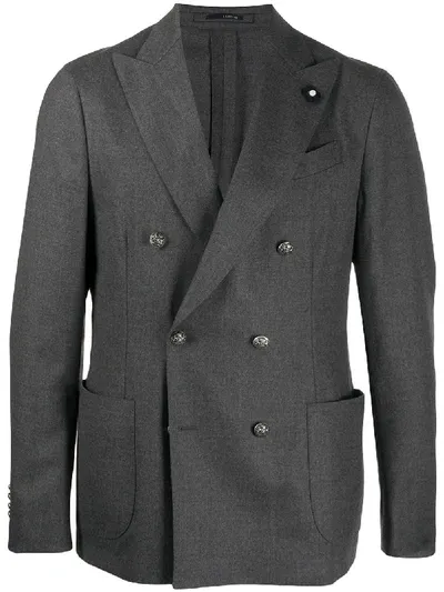 Lardini Double-breasted Blazer In Grey