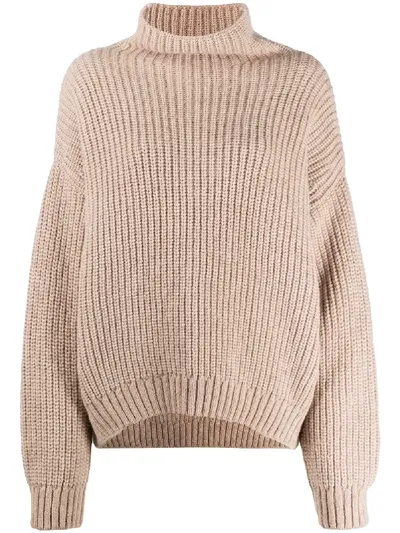 Anine Bing Sydney Funnel Neck Wool & Alpaca Blend Sweater In Tan