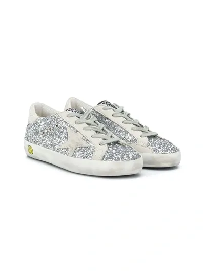 Golden Goose Kids' Superstar Glitter-embellished Sneakers In Silver/ice