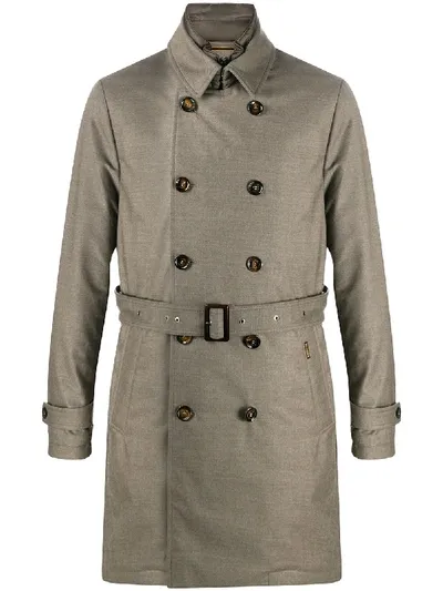 Moorer Belted Trench Coat In Neutrals