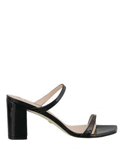 Stuart Weitzman Aleena 75 Patent Leather Sandals In Black