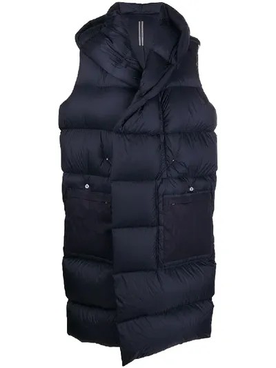 Rick Owens Sleeveless Padded Coat In Blue