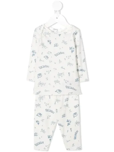 Bonpoint Babies' Logo Two-piece Pajama Set In White