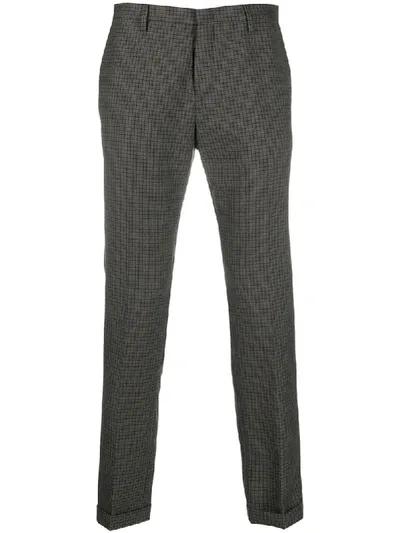 Paul Smith Slim-fit Prince Of Wales Checked Wool Suit Trousers In Grey