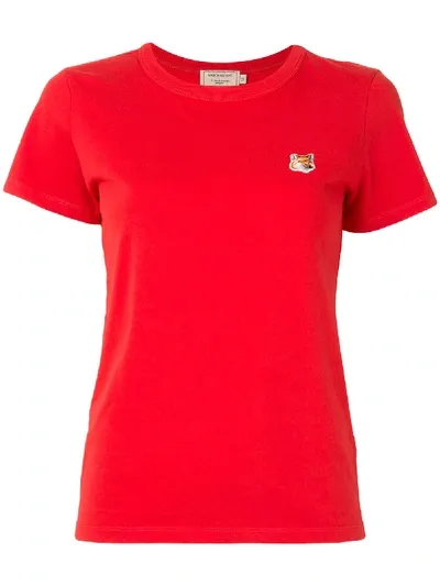 Maison Kitsuné Crew-neck Cotton T-shirt In Red