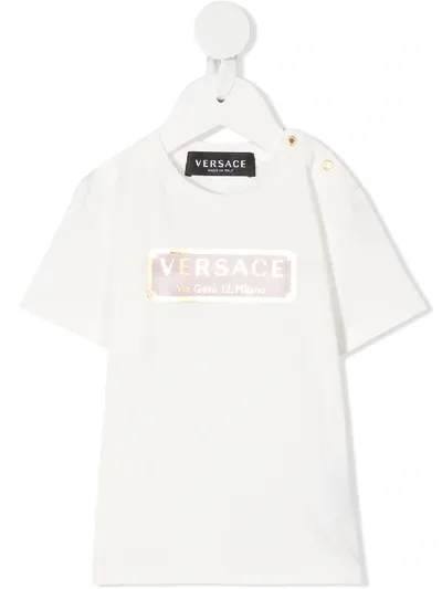 Young Versace Babies' Logo Print T-shirt In White