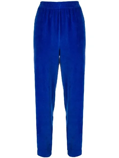 Styland Velvet Track Pants In Blue