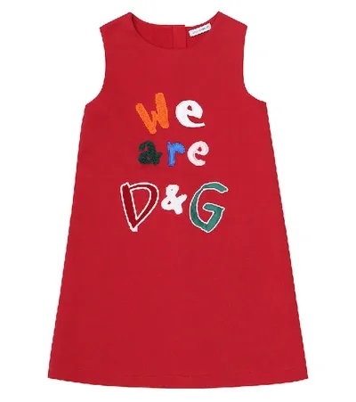 Dolce & Gabbana Kids' Jersey Dress With We Are D&g Print In Red