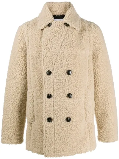 Stand Studio Shearling Double-breasted Coat In Neutrals