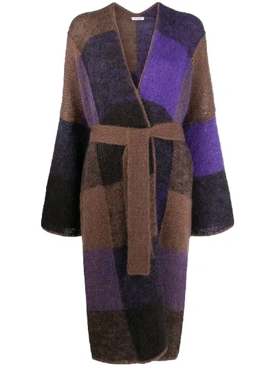 P.a.r.o.s.h Colour-block Long Cardi-coat In Brown