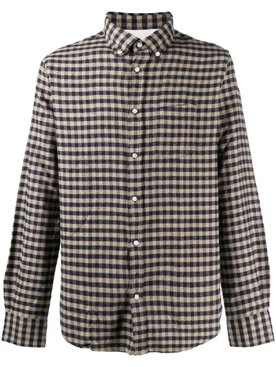 Officine Generale Gingham Cotton Shirt In Black