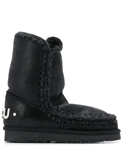 Mou Eskimo 24 Rhinestone Logo Boots In Nero