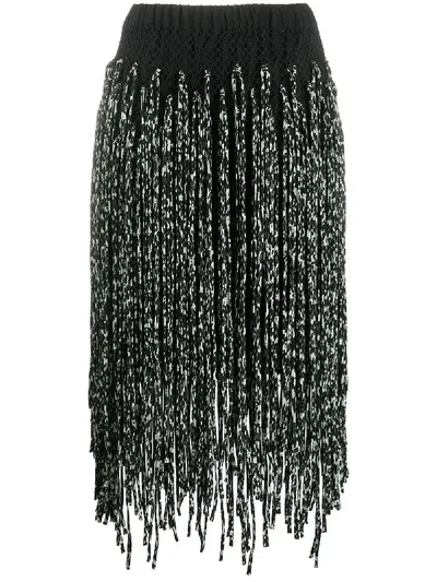 Christian Wijnants Fringed Knitted Skirt In Black