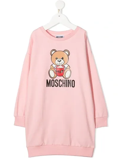 Moschino Teddy Bear-print Sweater Dress In Pink