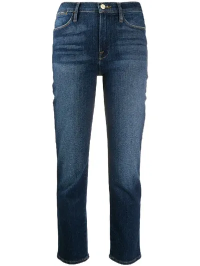 Frame High Rise Cropped Leg Jeans In Blue