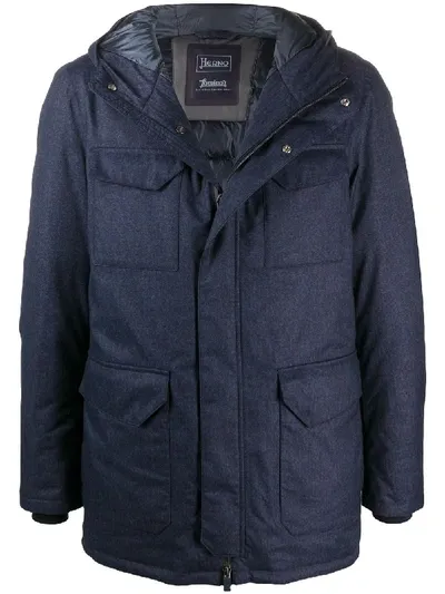 Herno Hooded Down Jacket In Blue