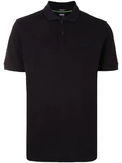 Hugo Boss Tonal Logo Polo Shirt In Black