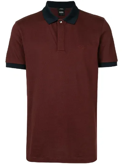 Hugo Boss Poloshirt Mit Kontrastkragen In Red