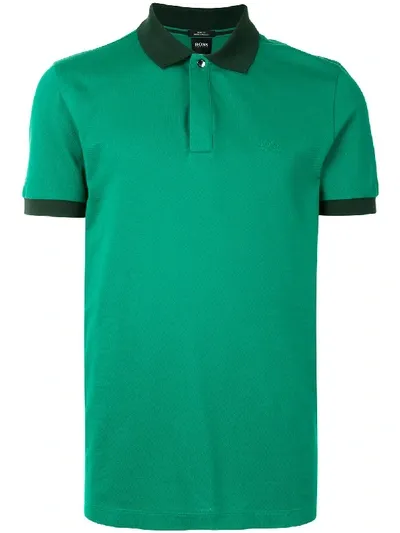 Hugo Boss Tonal Logo Polo Shirt In Green