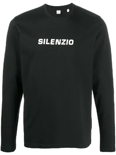 Aspesi Slogan-print Cotton Sweatshirt In Black