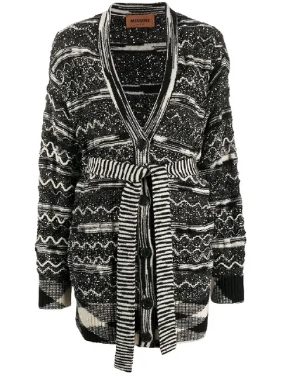 Missoni Pattern Knit Cardigan In Black