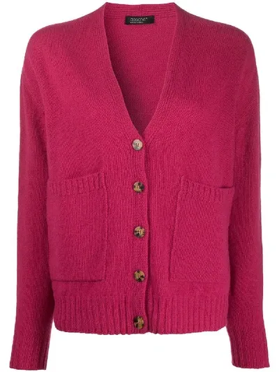 Aragona Rib-trimmed V-neck Cardigan In Pink