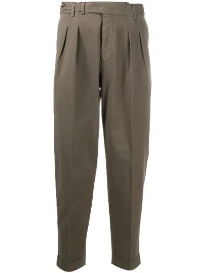 Pt01 Pleat-front Cropped Trousers In Grey