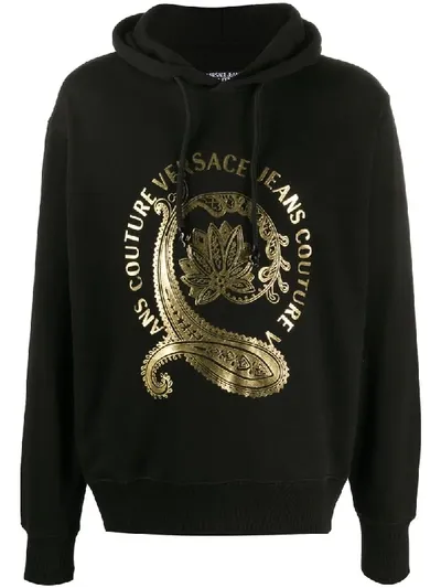 Versace Jeans Couture Paisley Logo Print Hoodie In Black