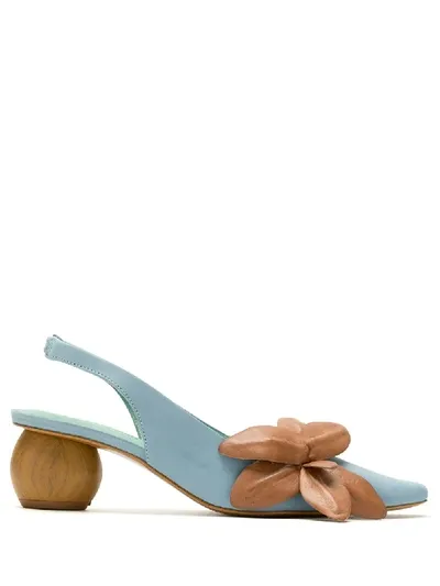 Blue Bird Shoes Nobuck Flora Slingback Shoes In Blue