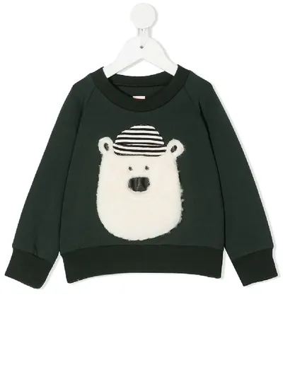 Wauw Capow Babies' Hello Teddy Sweatshirt In Green