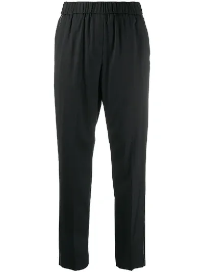 Peserico High-rise Cropped Trousers In Black