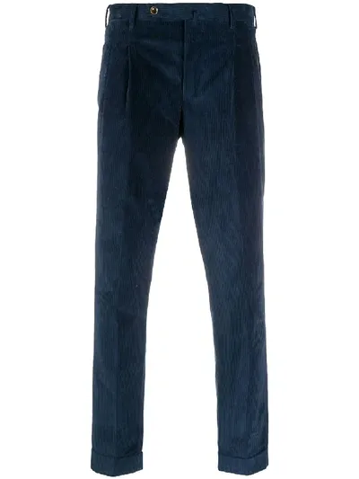 Pt01 Tapered Corduroy Trousers In Blue