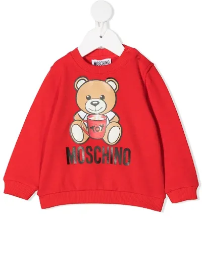 Moschino Babies' Teddy Bear Sweatshirt In Red