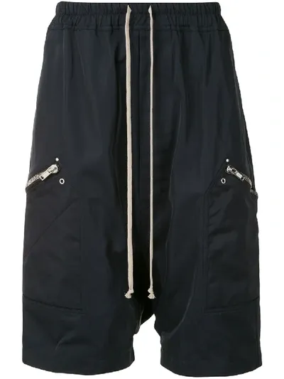 Rick Owens Drawstring Waist Shorts In Blue