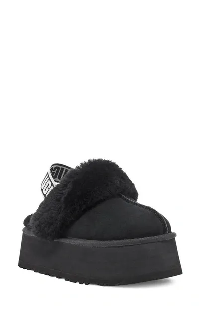 Ugg Funkette Genuine Shearling Slipper In Black Suede