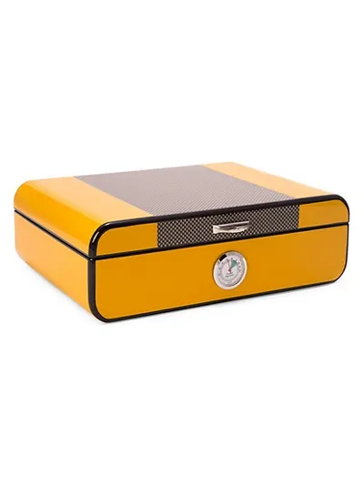 Bey-berk 25-cigar Humidor In Clear Yellow