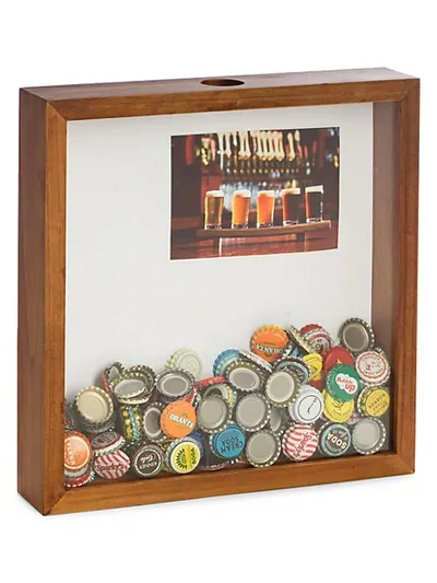 Bey-berk Wooden Cork Shadow Box In Brown