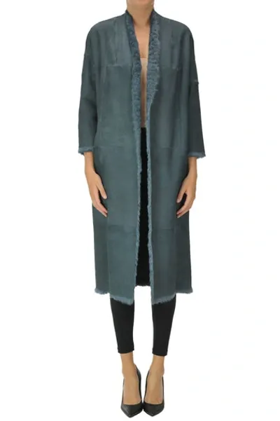 Salvatore Santoro Reversible  Leather And Fur Coat In Blue